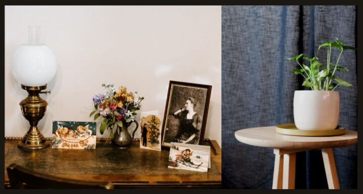 decorate end table with photos