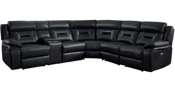 Amite Leather Gel Power Reclining Sectional, Homelegance