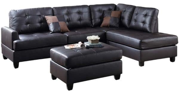 Leather Sectional Sofa Under 1000, 3 Piece Modern Microfiber Faux Leather Sectional Sofa With Ottoman