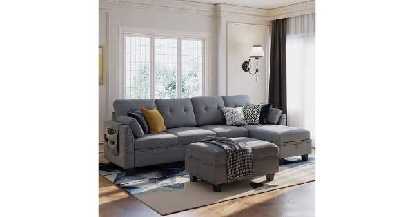 HONBAY Reversible Sectional Sofa Couch Set