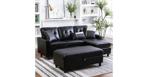 Tufted Faux Leather 3-Seat L-Shape Best Choice
