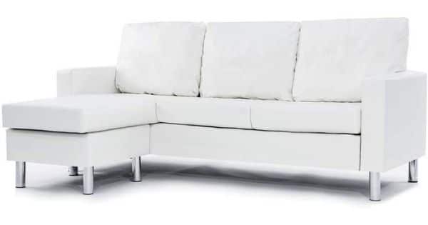 Leather Sectional Sofa Under 1000, Modern Bonded Leather Sectional Sofa Small Space Configurable Couch White