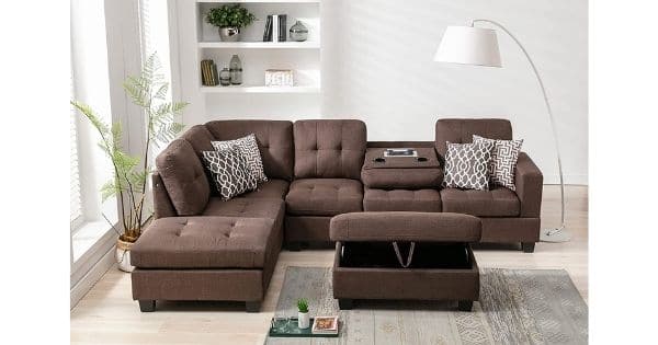 Reversible Sectional Sofa Set with 2 Outlets & USB Ports Merax