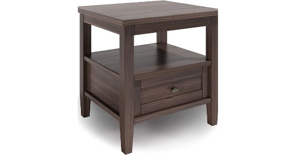End Table in Warm Walnut Brown with Storage, SIMPLIHOME