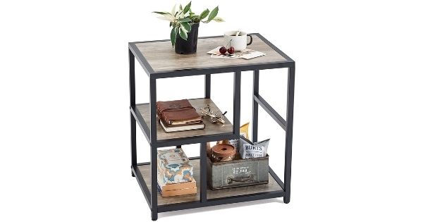 End Table, Side Table with Storage Shelf, Linsy Home