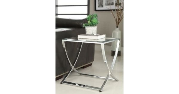 Chrome Finish Glass Chair Side End Table, eHomeProducts