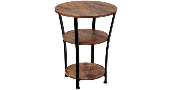 Industrial End Table, 3 Tiers Round Side Table, Dulcii