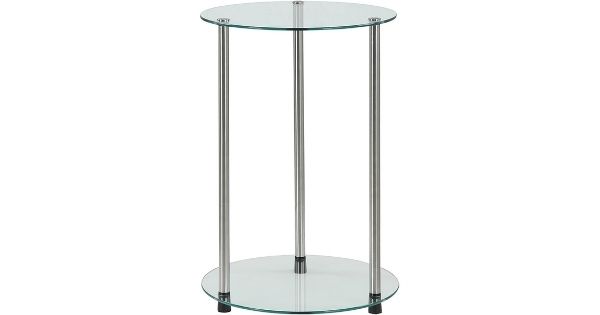Designs2Go Classic Glass 2 Tier Round End Table, Convenience Concepts