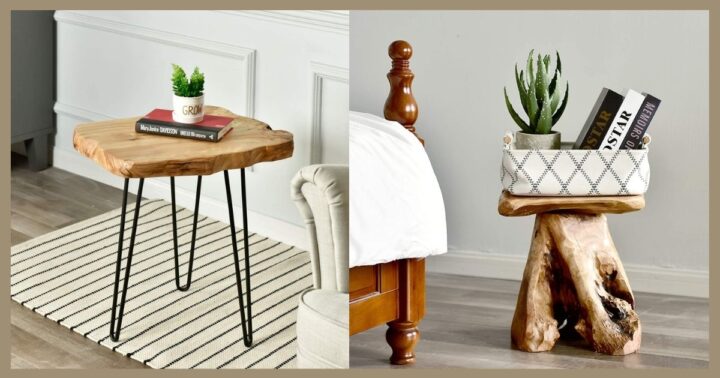 Tree stump side tables for living room