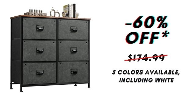 black six drawer dresser