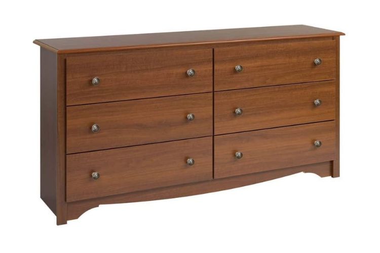brown six drawer dresser