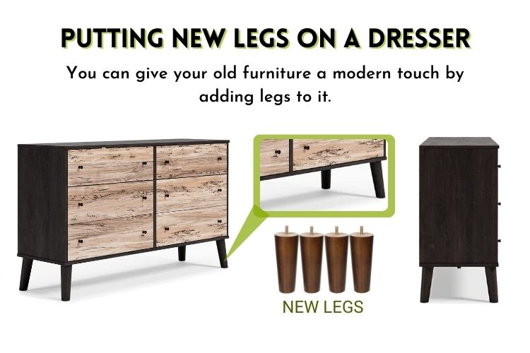 Putting new legs on a dresser