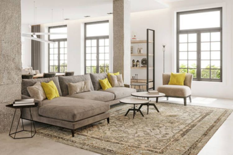 Why you should place a rug under a sectional sofa